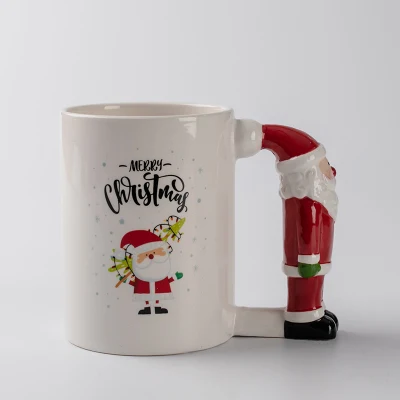 Tasse à poignée de père noël, tasse à café en céramique de noël, décoration de noël multicolore